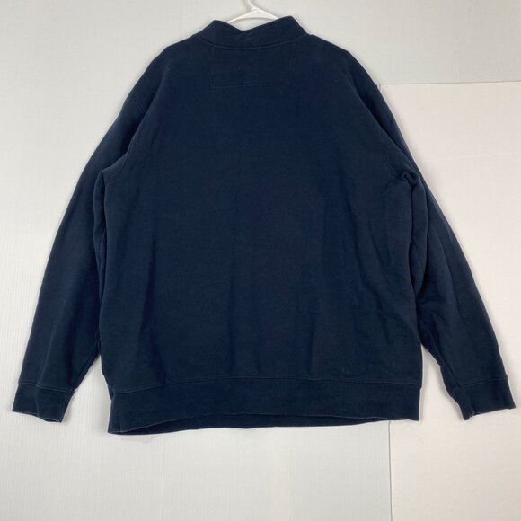 L.L Bean Men's Cotton Sweater Size 2XL Tall Navy Blue Long Sleeve 1/2 Zip Pocket - Picture 2 of 10